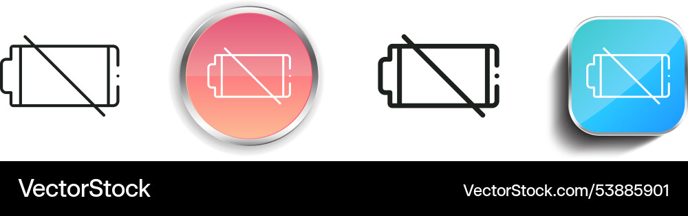Empty battery icon thin linear regular and button Vector Image