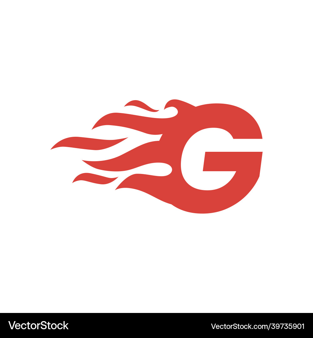 Hot G Letter Fire Flame Logo vector image