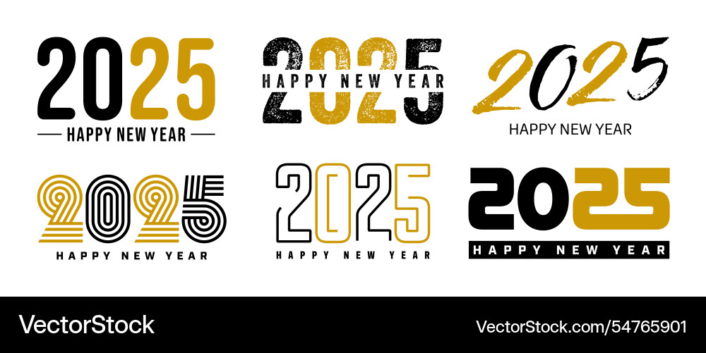 Set von 2025 Frohes neues Jahr Gruß Text Designs Set von 2025 Frohes neues Jahr Gruß Text Designs vektorbild