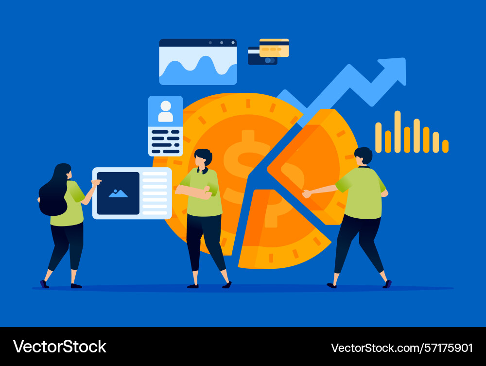 Statistical analysis and pie chart showing profit Statistical analysis and pie chart showing profit Vector Image