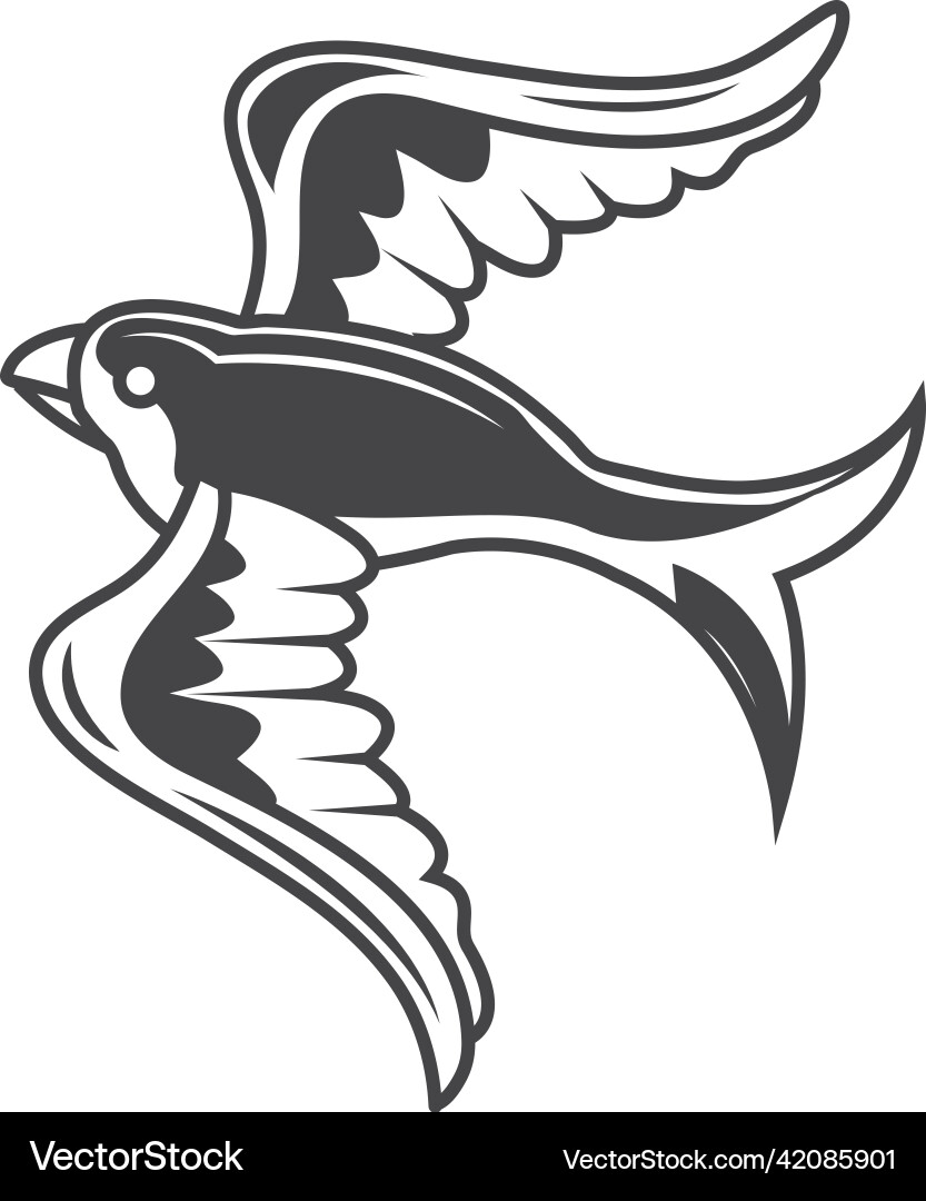 Tattoo flying bird Royalty Free Vector Image - VectorStock