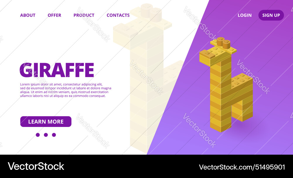 Web template with a giraffe Vector Image