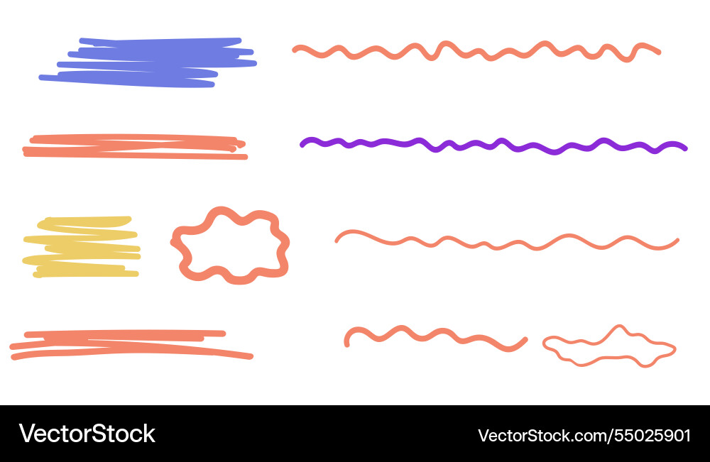 Zig zag frame border squiggle wavy set underline Zig zag frame border squiggle wavy set underline vector image
