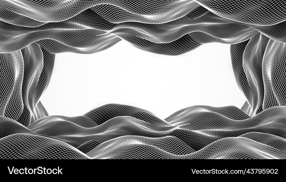 Abstract waves is made in a wireframe style vector image