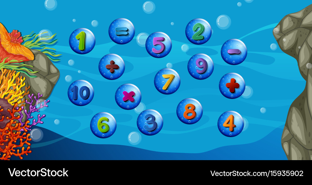 Counting numbers with underwater background vector image