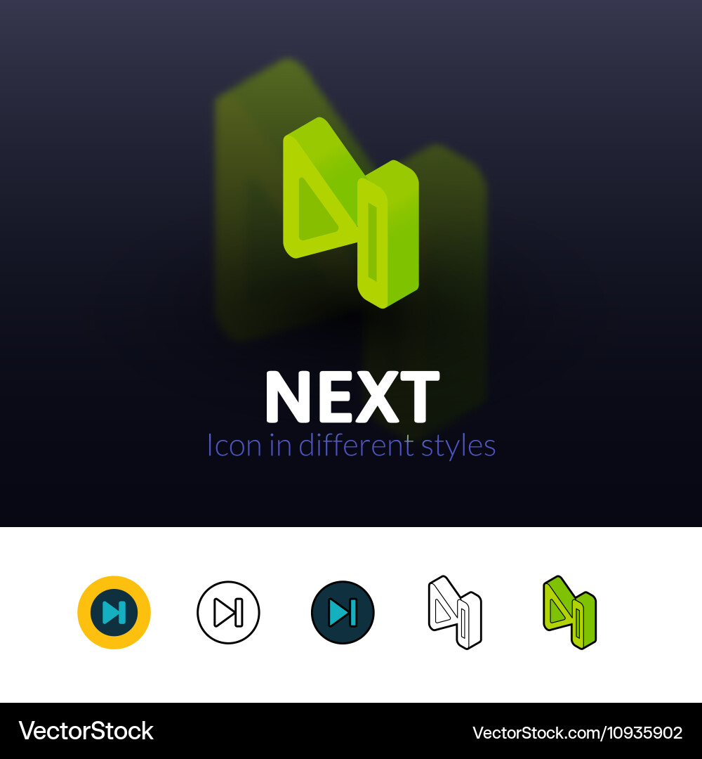 Next icon in different style vector image