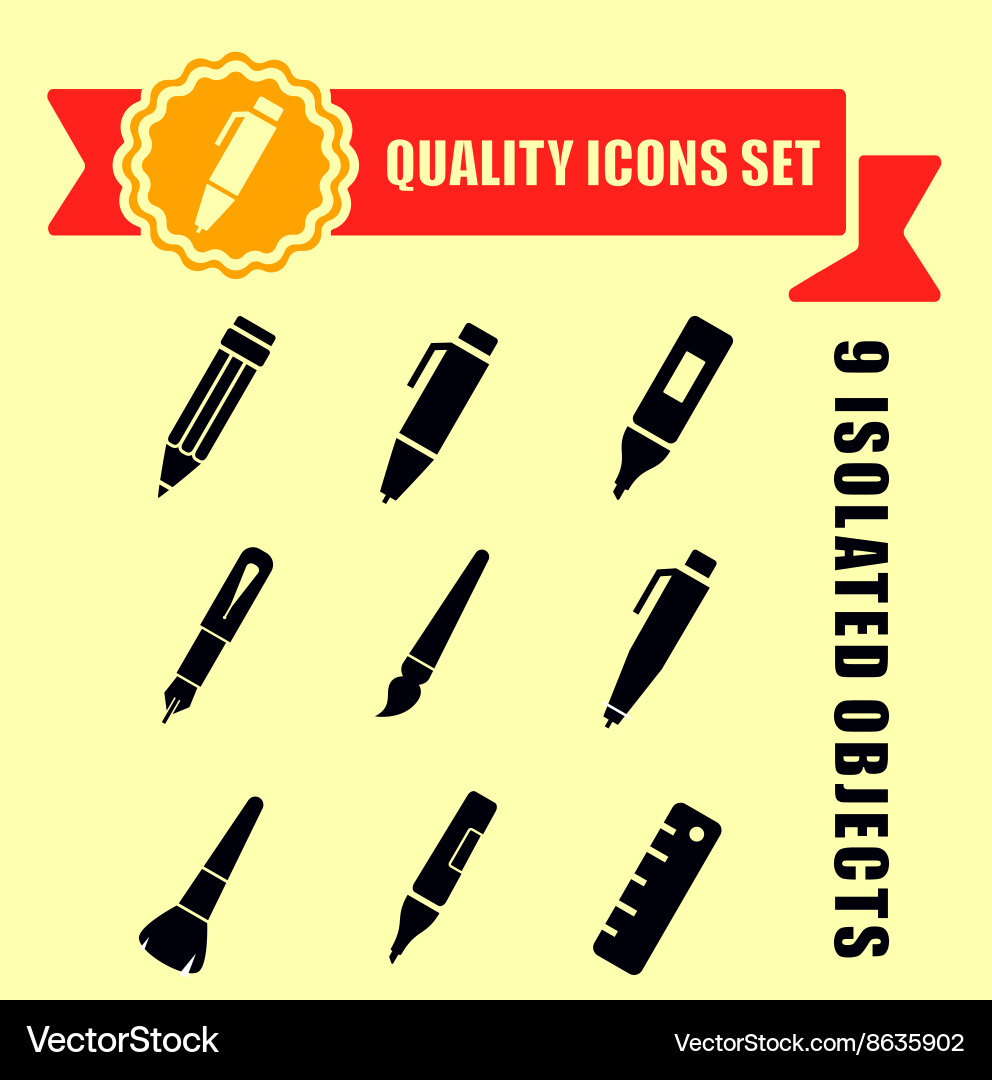 Set writing objects with red tape vector image