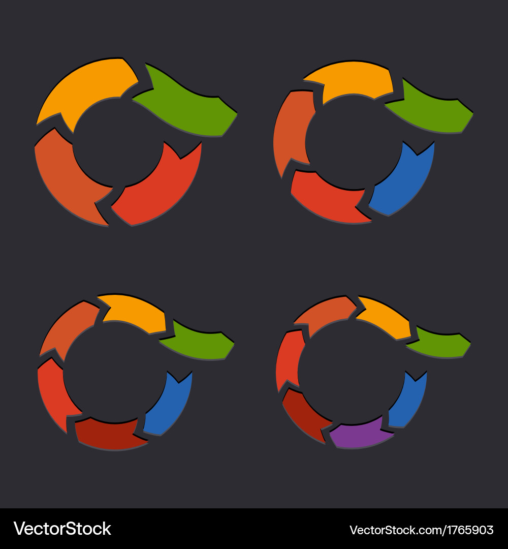 Embossed circle arrows set vector image