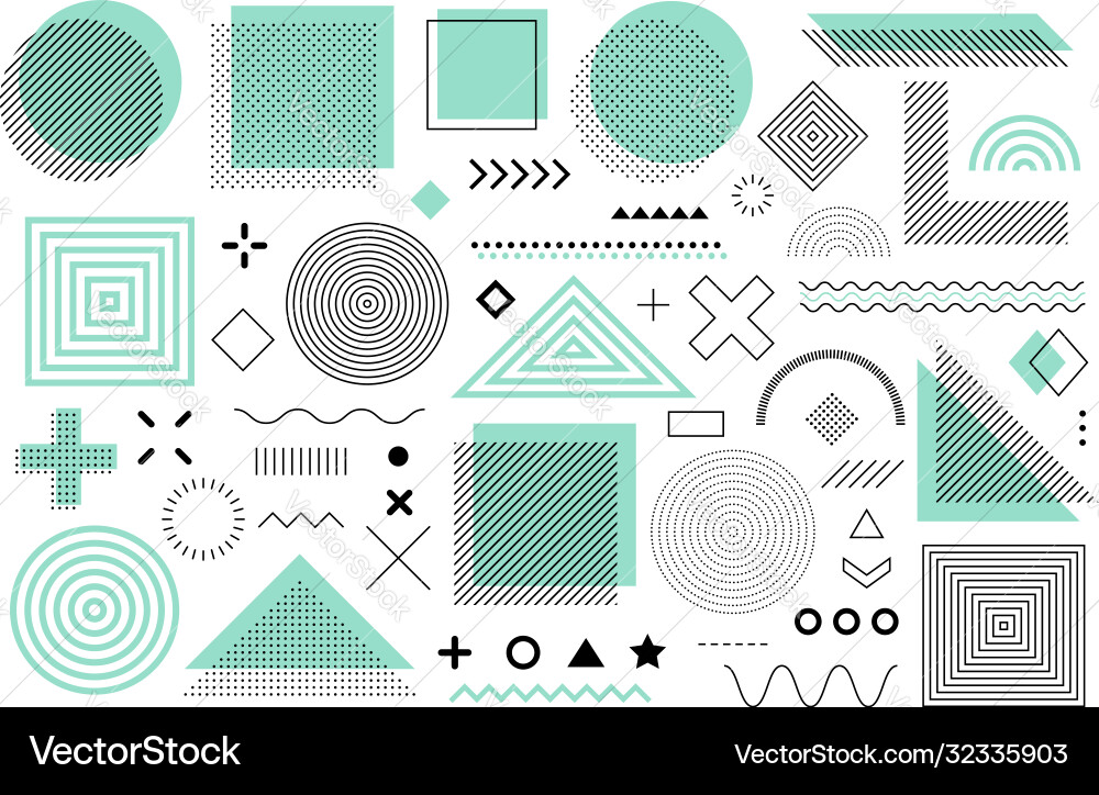 Grüne memphis design retro elemente für web Grüne memphis design retro elemente für web vektorbild