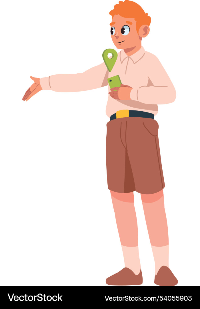 Guy with navigation app phone vector image