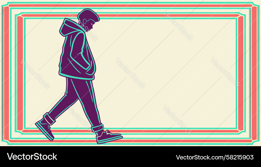 Lone Figure with Empty Frame Vector Image