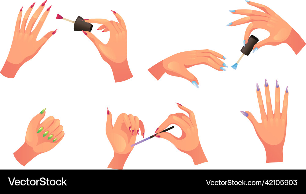 Manicure hands design element concept set Manicure hands design element concept set vector image