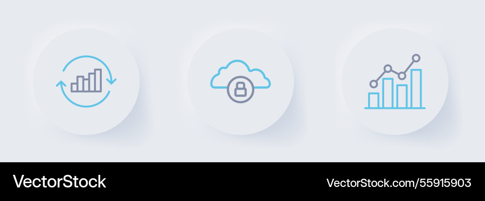 Set line pie chart infographic cloud computing Set line pie chart infographic cloud computing vector image