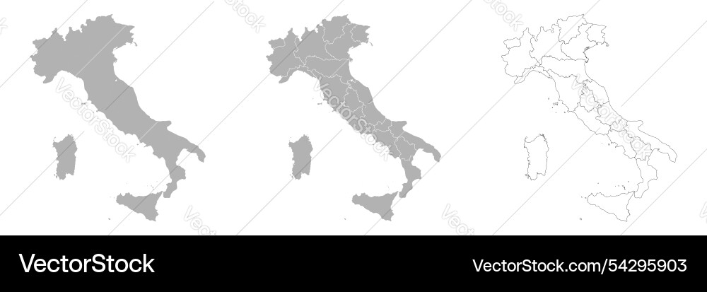 Set of italy maps with main map and regional Vector Image
