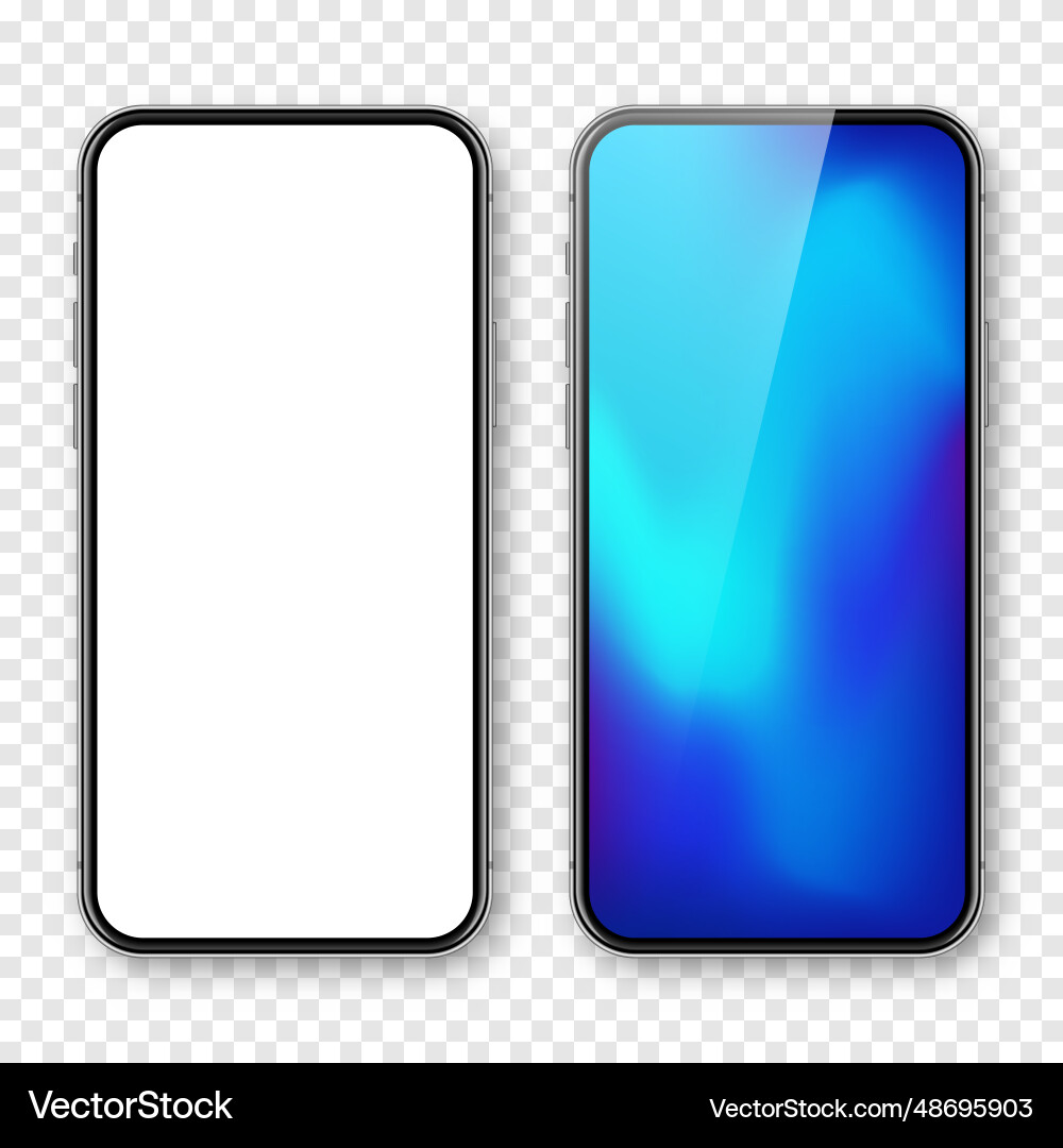 Smartphone with blank touch screen and abstract vector image