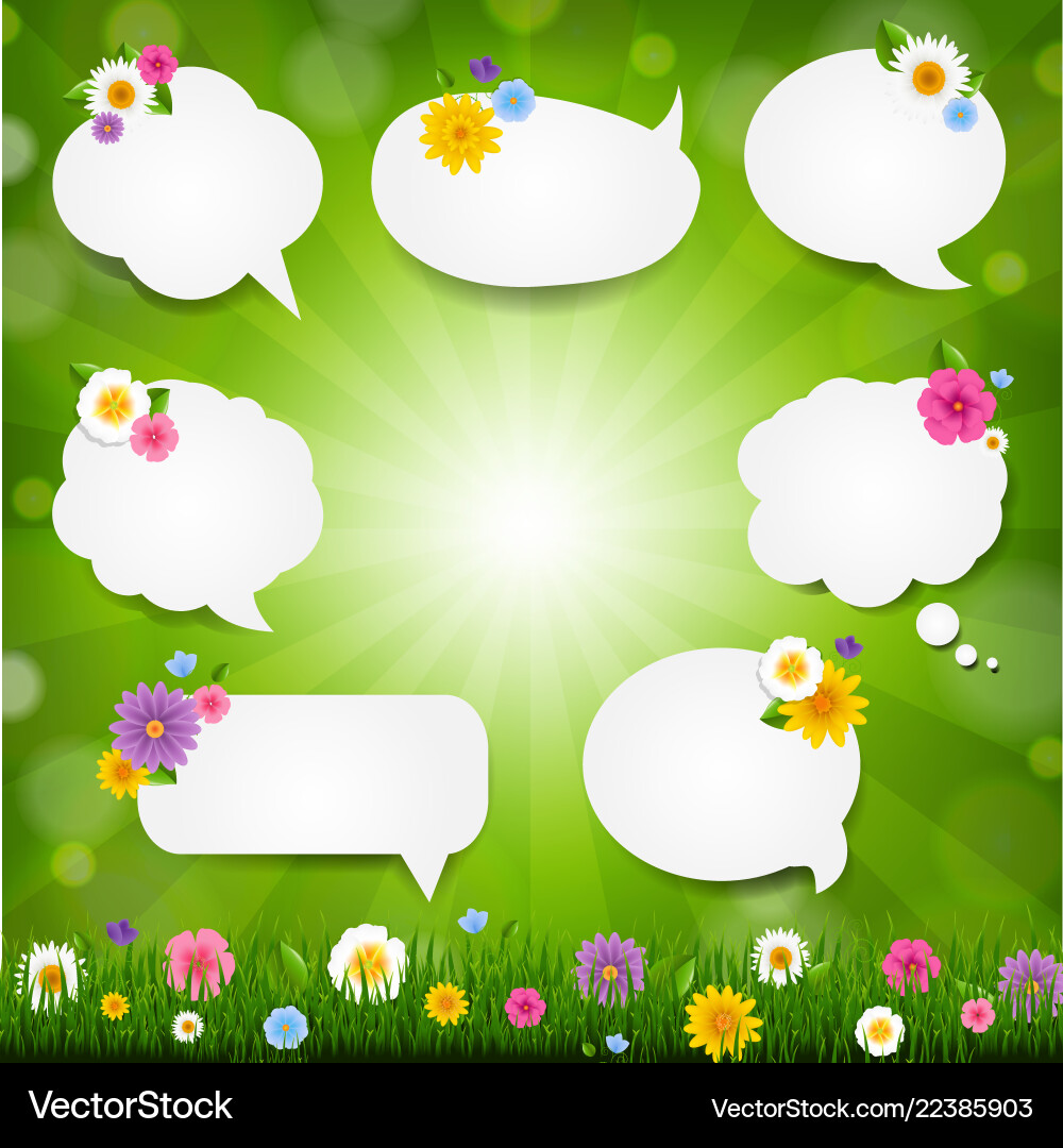 Speech bubble big set with grass border Speech bubble big set with grass border vector image