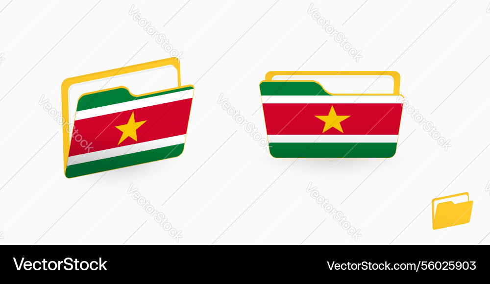 Suriname flag on two type of folder icon Vector Image