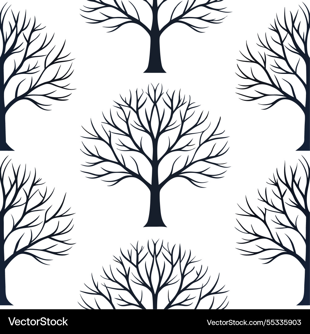 Winter trees seamless pattern with twisted Vector Image