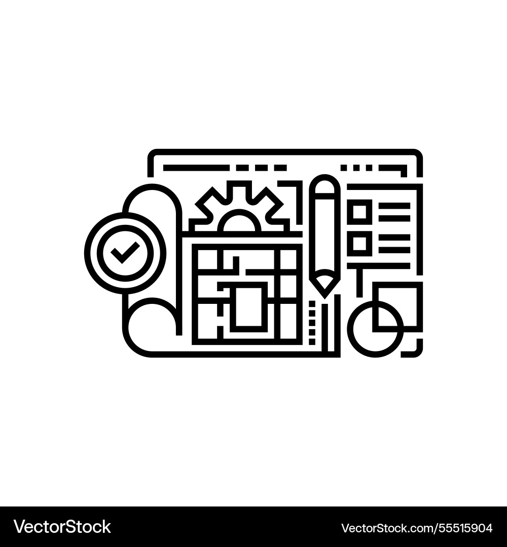 Blueprint outline icon linear style sign Blueprint outline icon linear style sign vector image