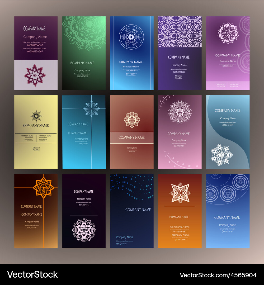 Mandalas Business Cards - Yoga & Wellness Vector Image