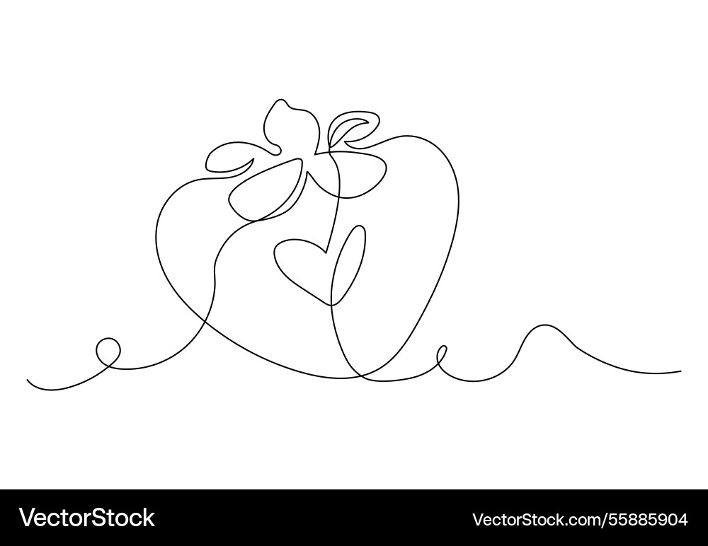Minimalistic continuous line strawberry with cute vector image