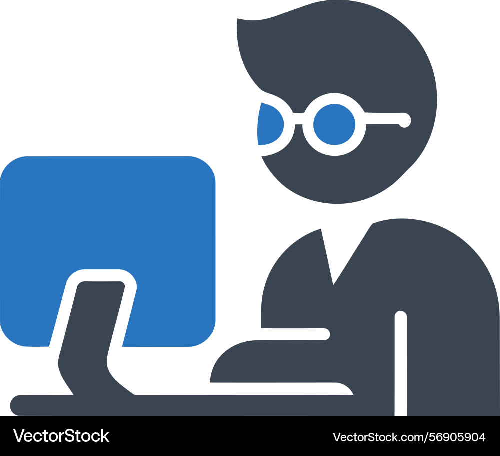 Person working on computer icon vector image