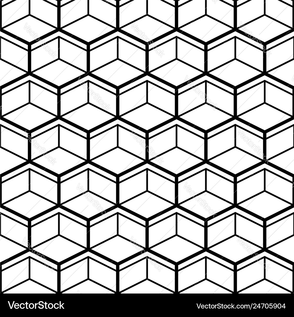 Seamless pattern with black line hexagons vector image