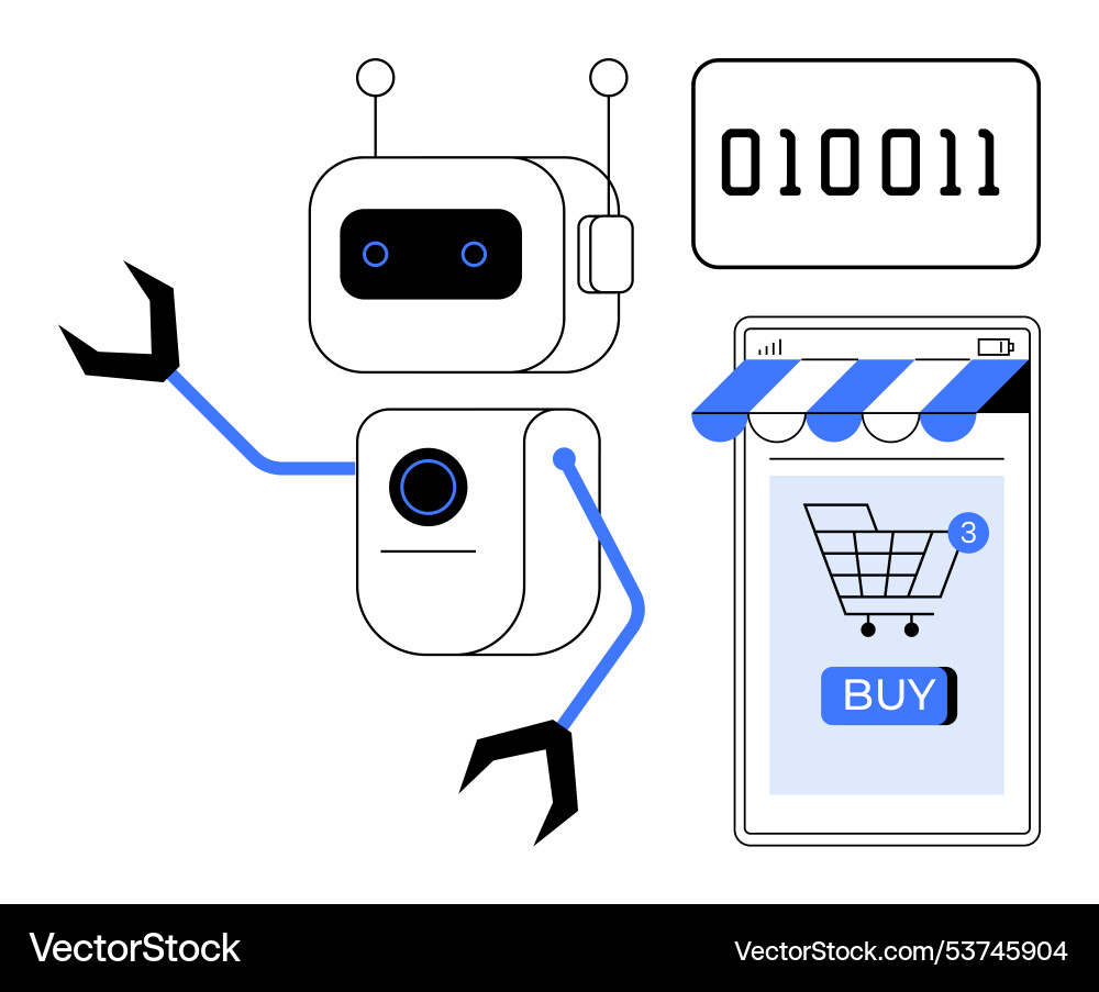 Shopping robot and digital store interface Vector Image