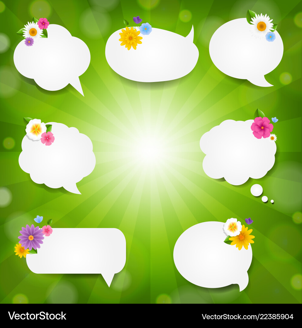 Speech bubble big set with sunburst background Speech bubble big set with sunburst background vector image