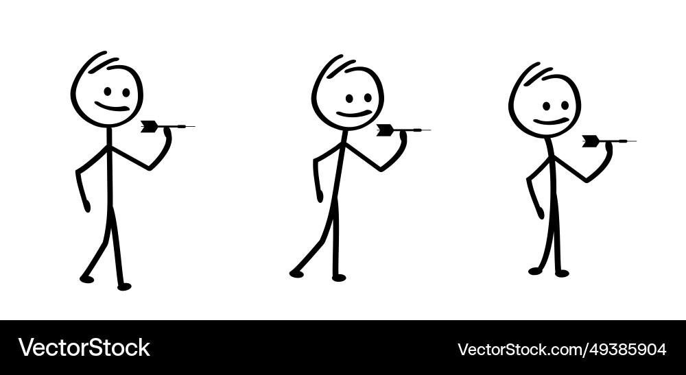 Stick figure man with throwing the darts arrows Stick figure man with throwing the darts arrows vector image