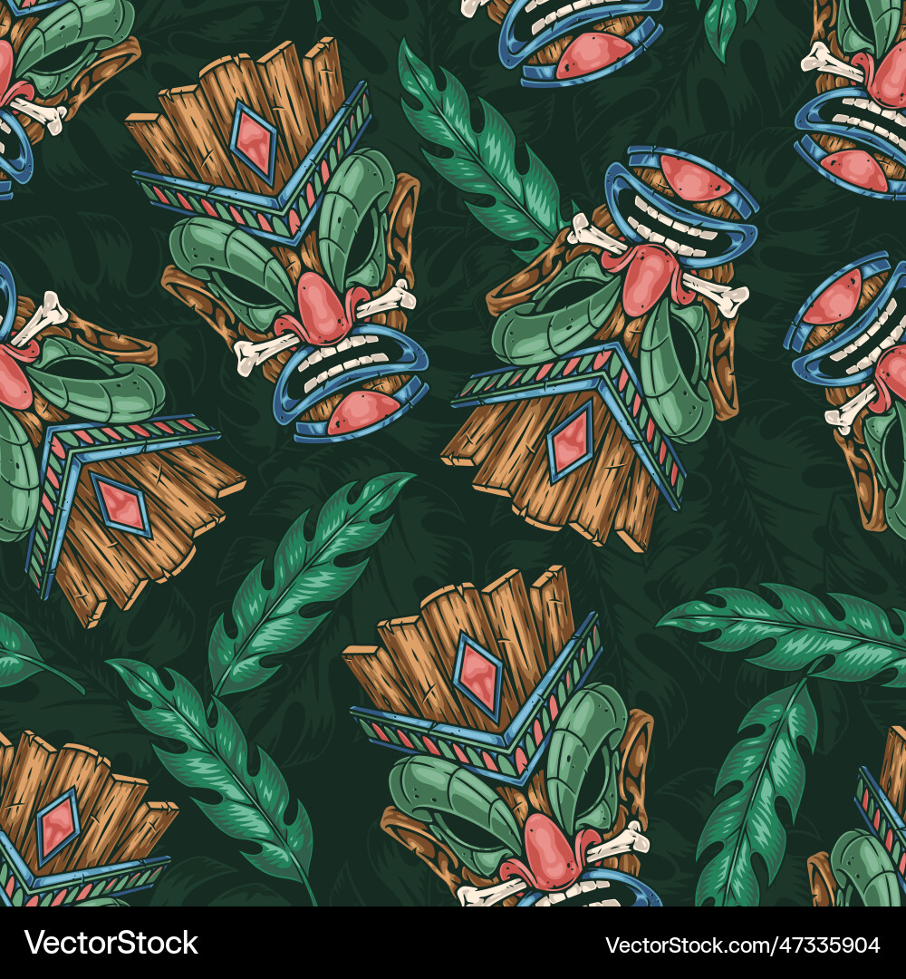Tiki totem colorful seamless pattern Vector Image