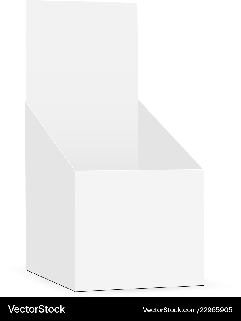 Cardboard display show box mock up isolated vector image