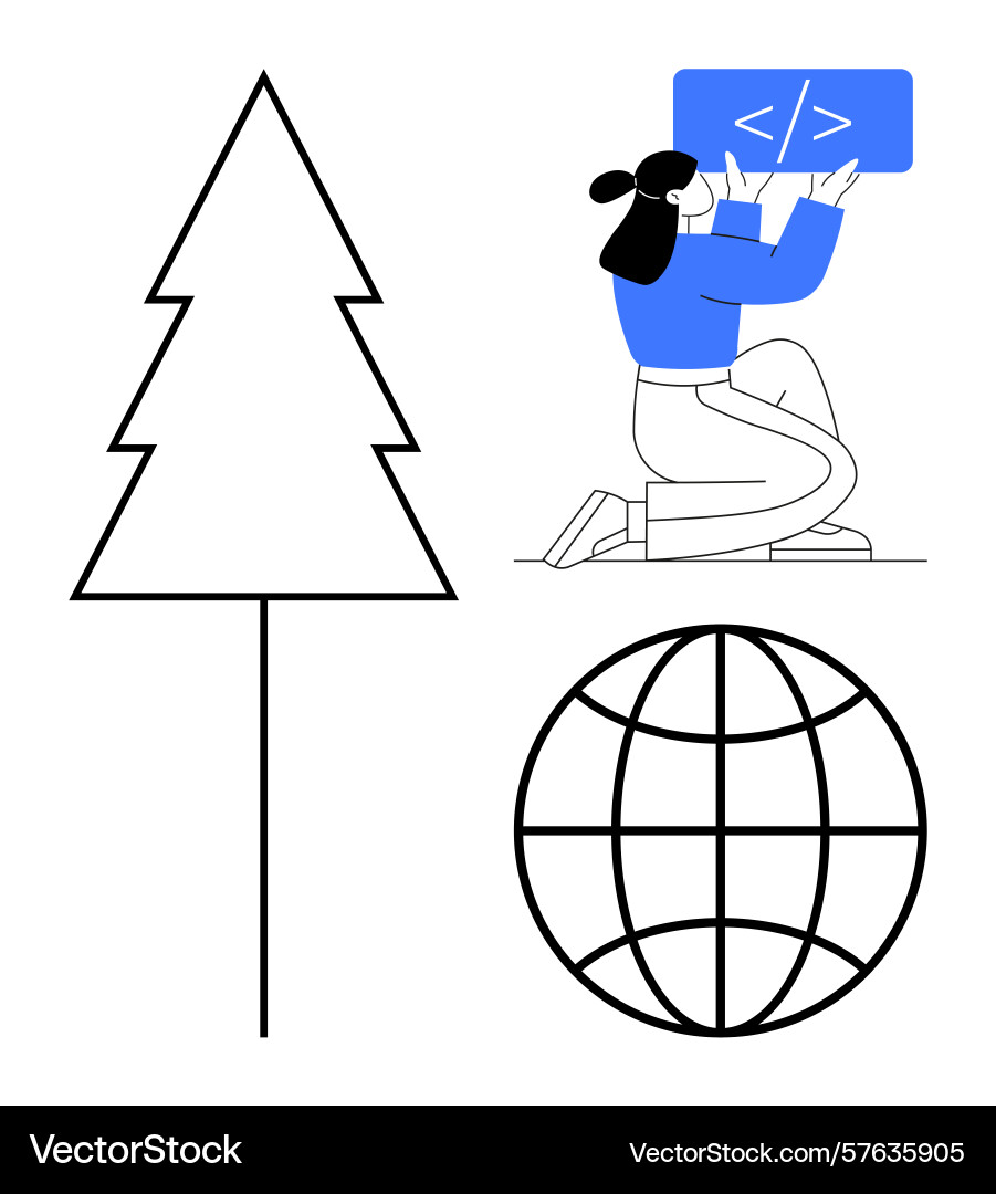 Developer coding for environmental sustainability Developer coding for environmental sustainability Vector Image
