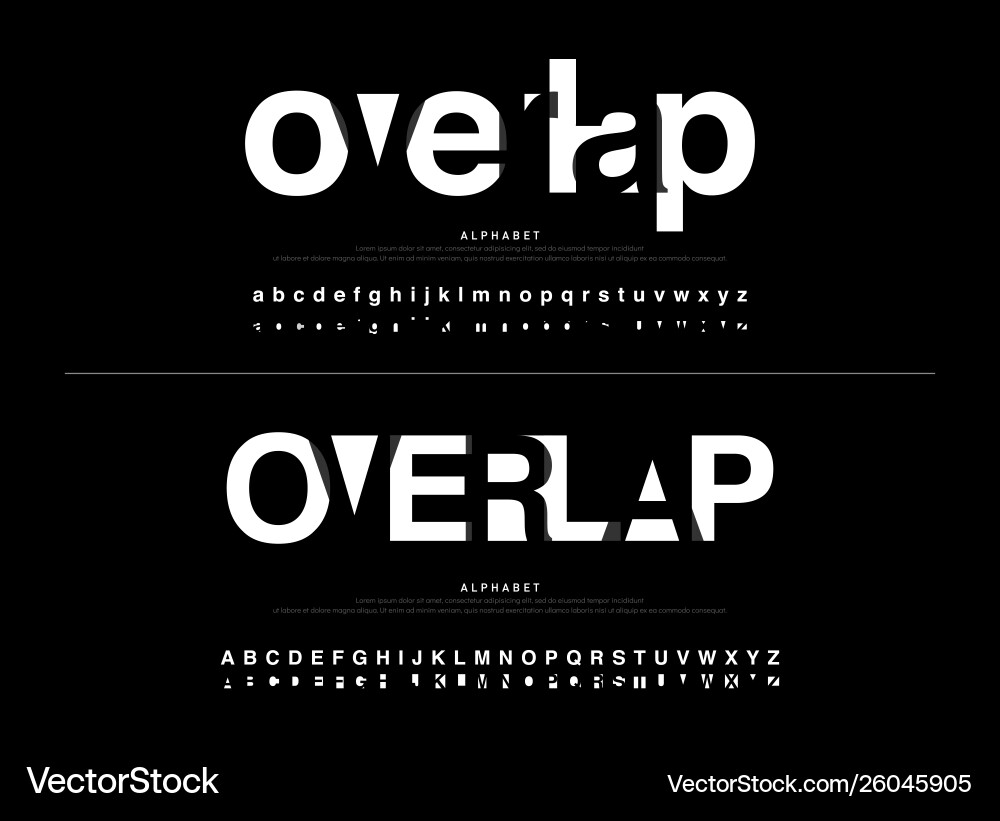 Overlapping Alphabet Font - Calligraphy Style vector image