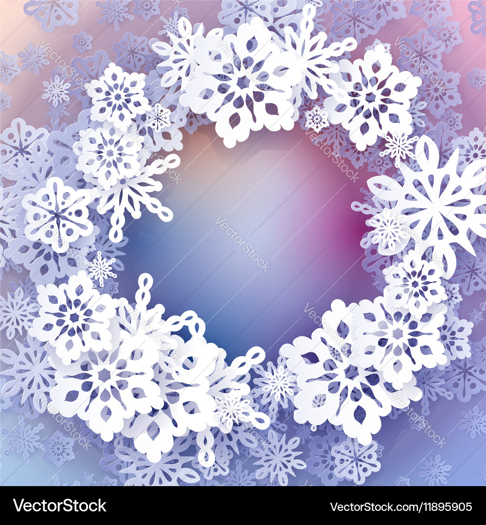 Round snow frame with place for text vector image