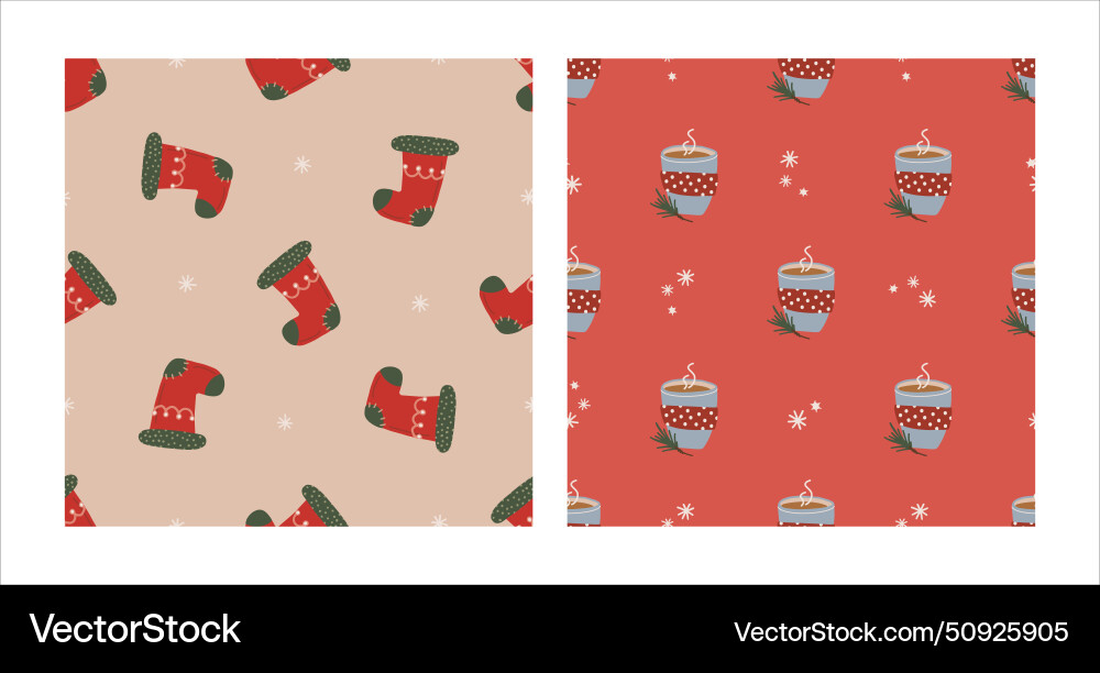 Seamless pattern set with christmas sock Seamless pattern set with christmas sock Vector Image