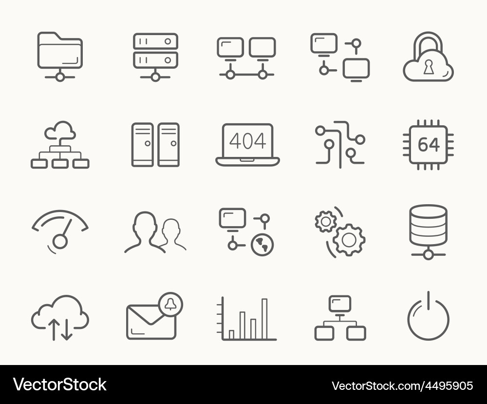 Server & Network Line Icons vector image