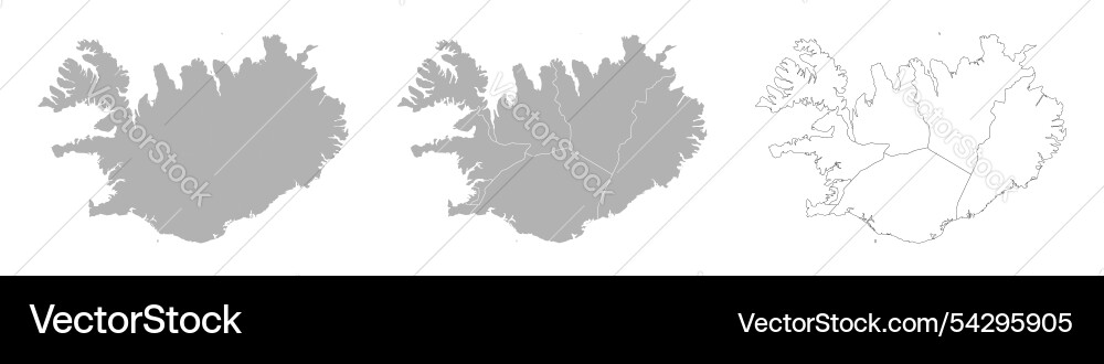 Set of iceland maps with main map and regional Vector Image