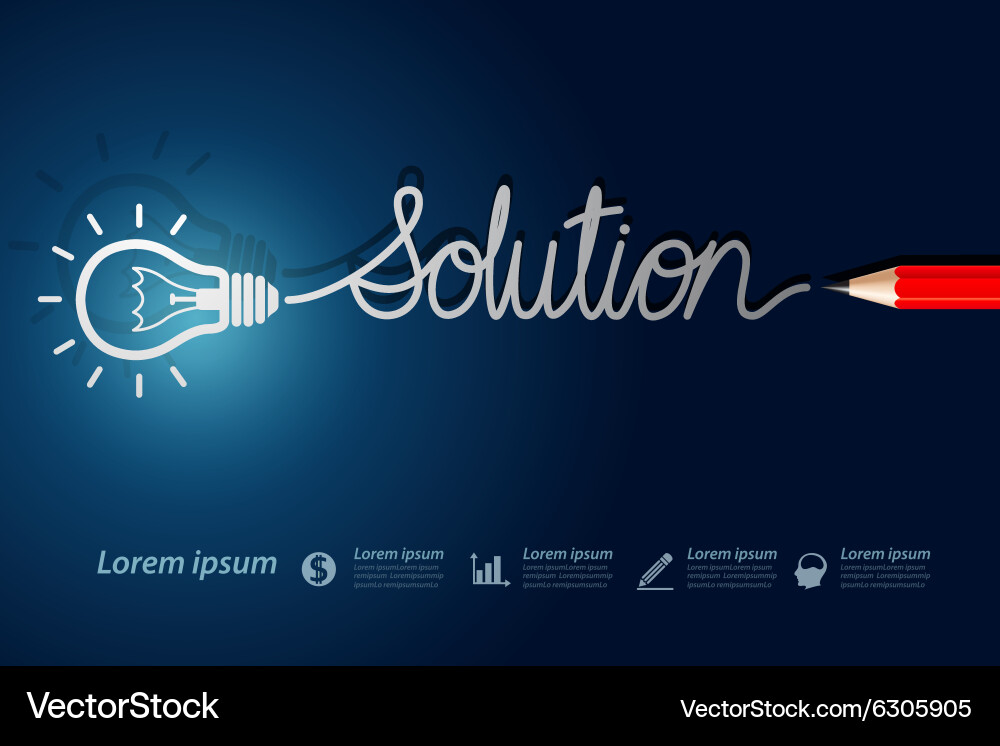 Solution with Lightbulb Vector Image