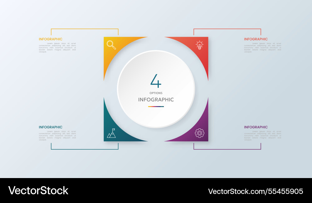 Square infographic with 4 steps options and icons Vector Image