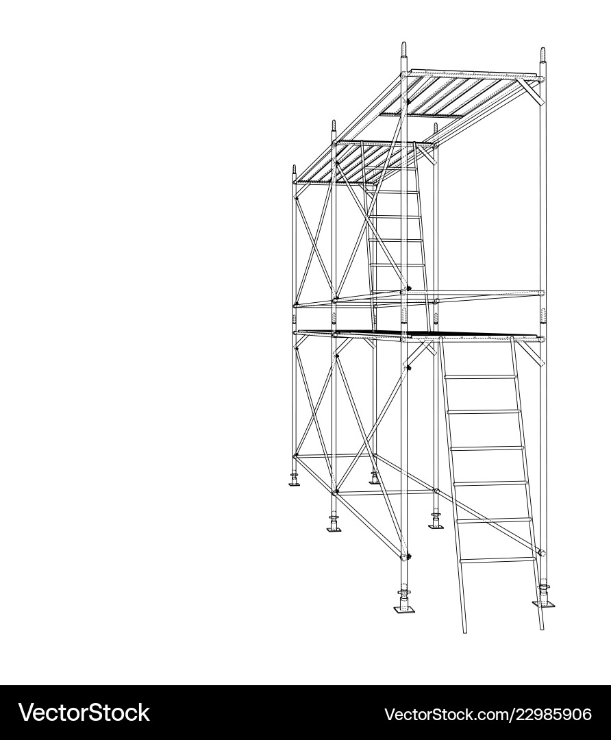 3D Wireframe Scaffold Rendering vector image