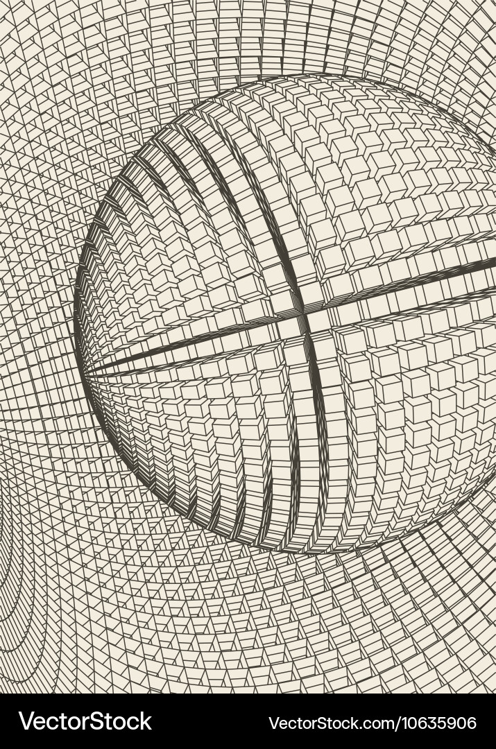 Abstract 3d illuminated distorted mesh sphere vector image