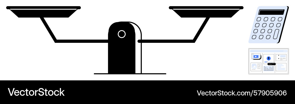 Analog balance scale with digital calculating Analog balance scale with digital calculating vector image