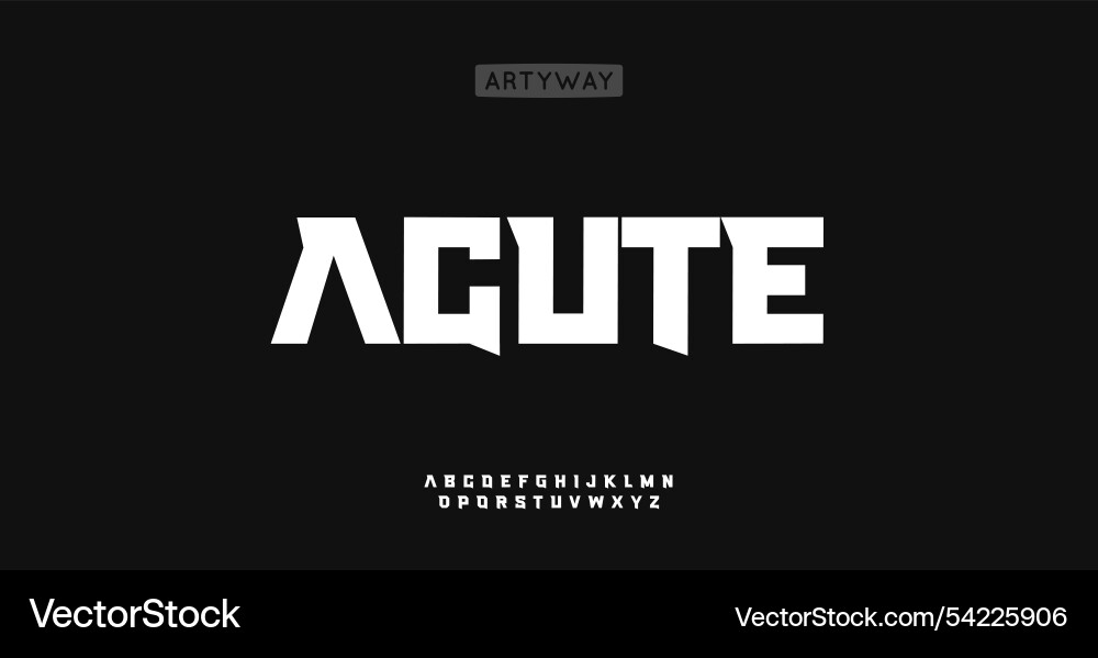 Bold acute alphabet sharp rectangular letters Bold acute alphabet sharp rectangular letters vector image
