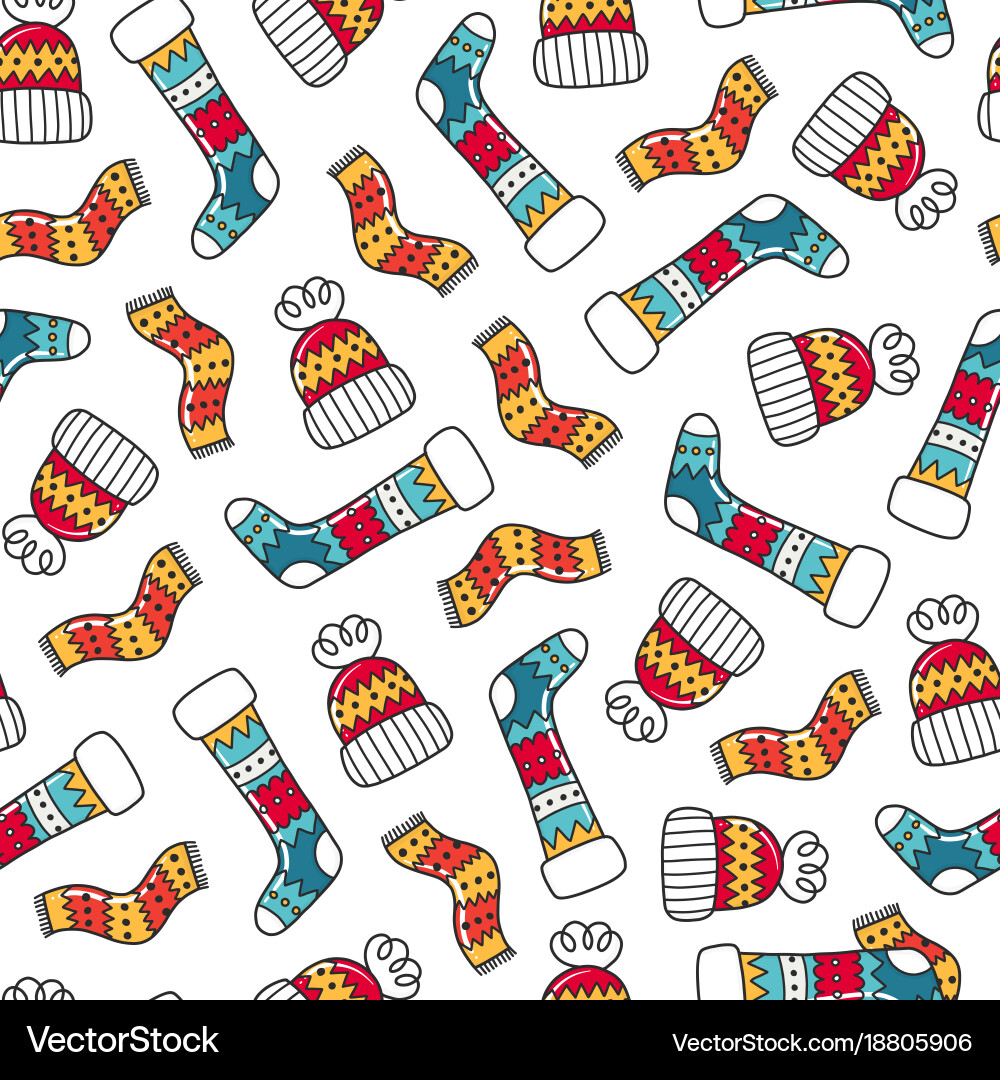 Christmas Socks Pattern Vector Image