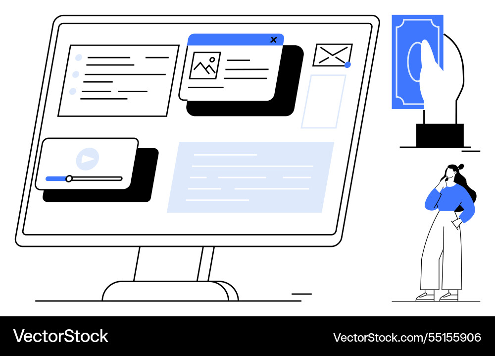 Digital workspace with multi-tasking elements Digital workspace with multi-tasking elements vector image