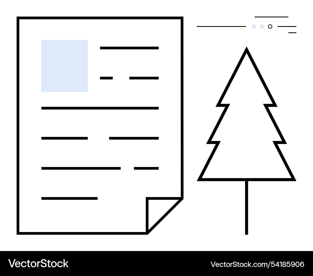 Document page with pine tree drawing Document page with pine tree drawing vector image
