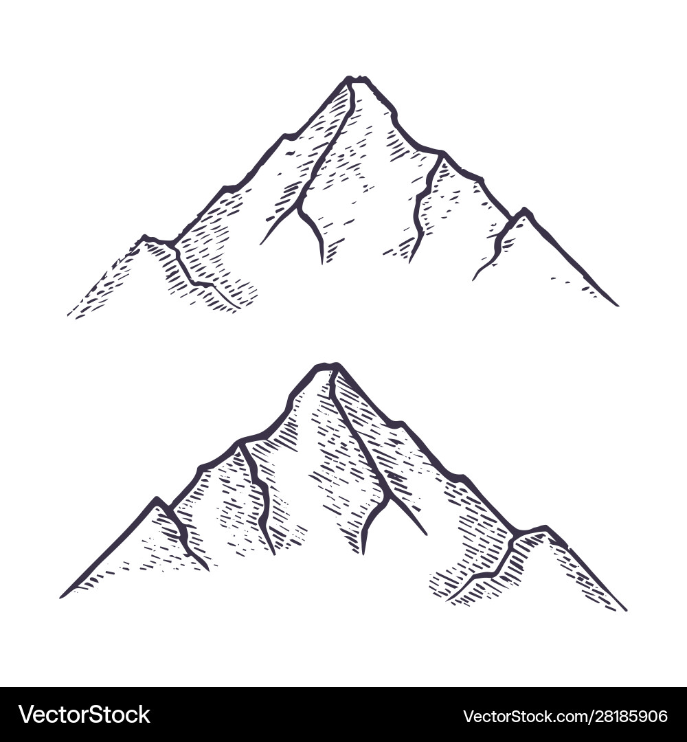 Mountains set hand drawn rocky peaks Mountains set hand drawn rocky peaks vector image