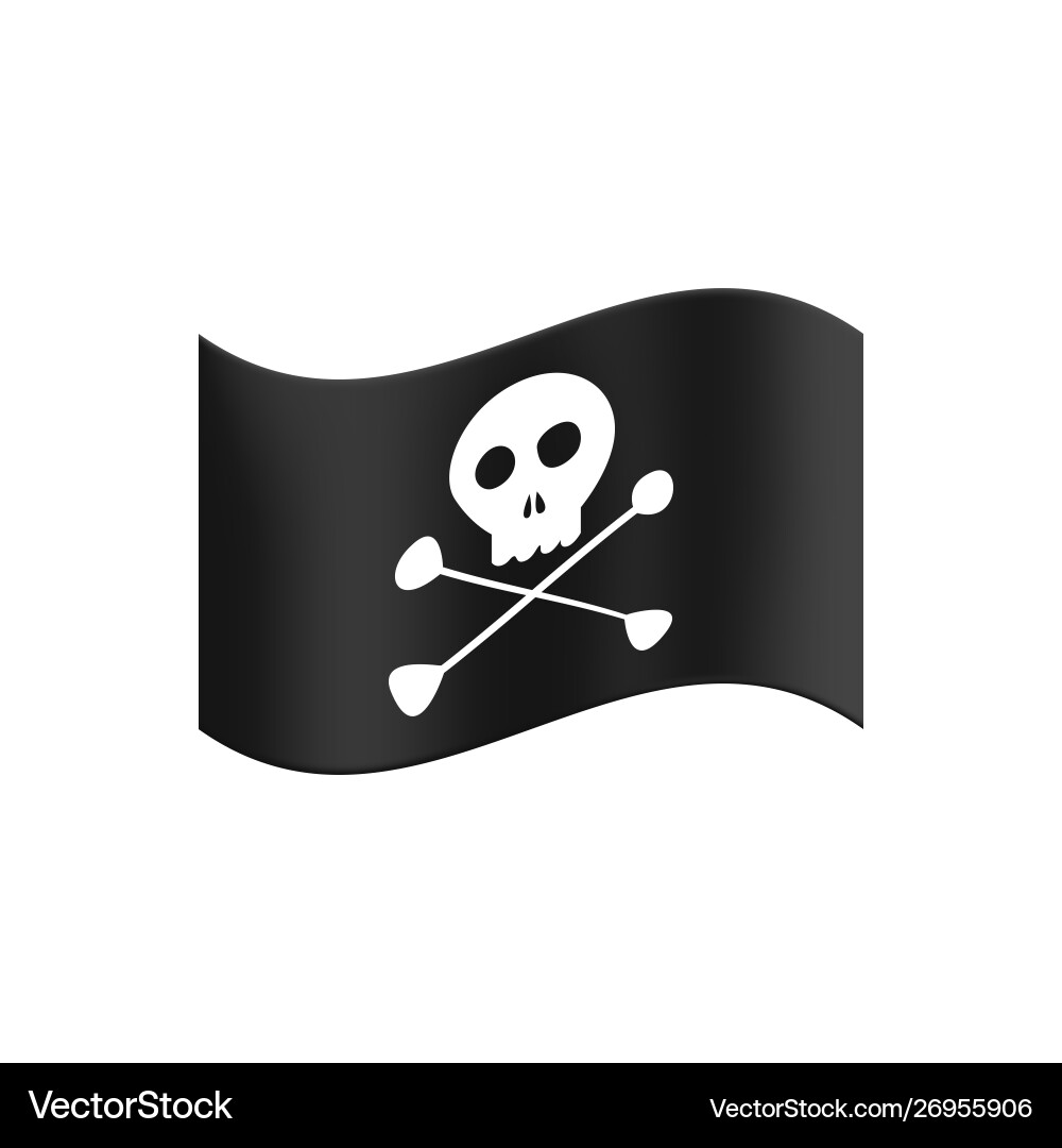 Pirate flag waving in wind on a white isolated Pirate flag waving in wind on a white isolated vector image