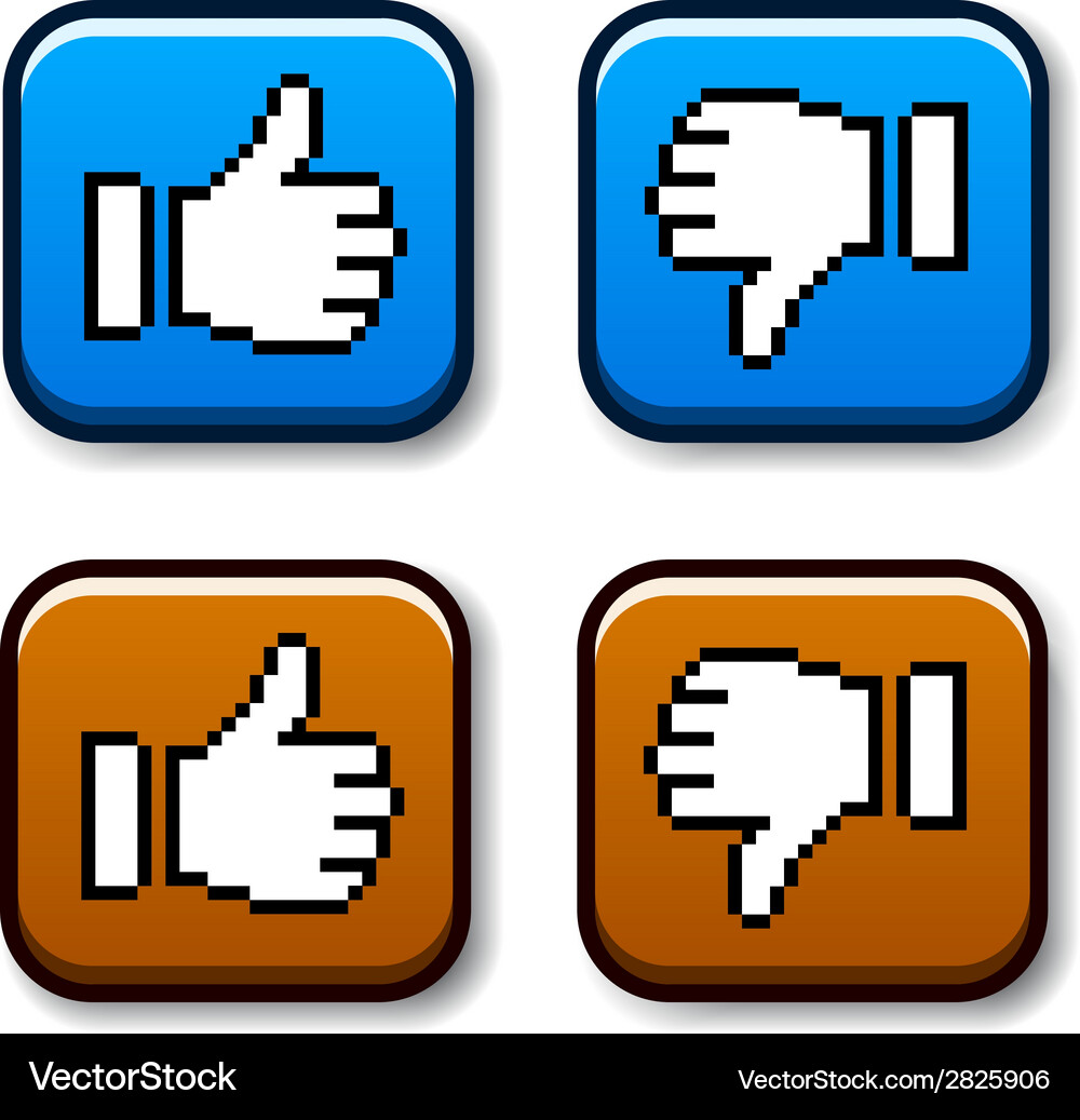 Pixel thumb up and down buttons Vector Image